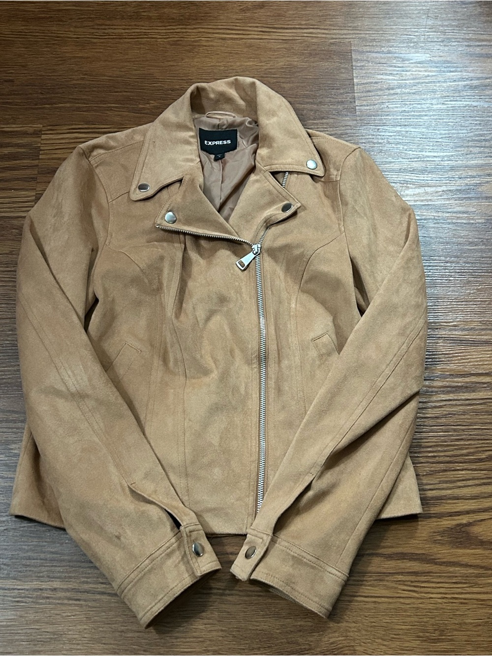 Express Tan Faux Suede Moto Jacket